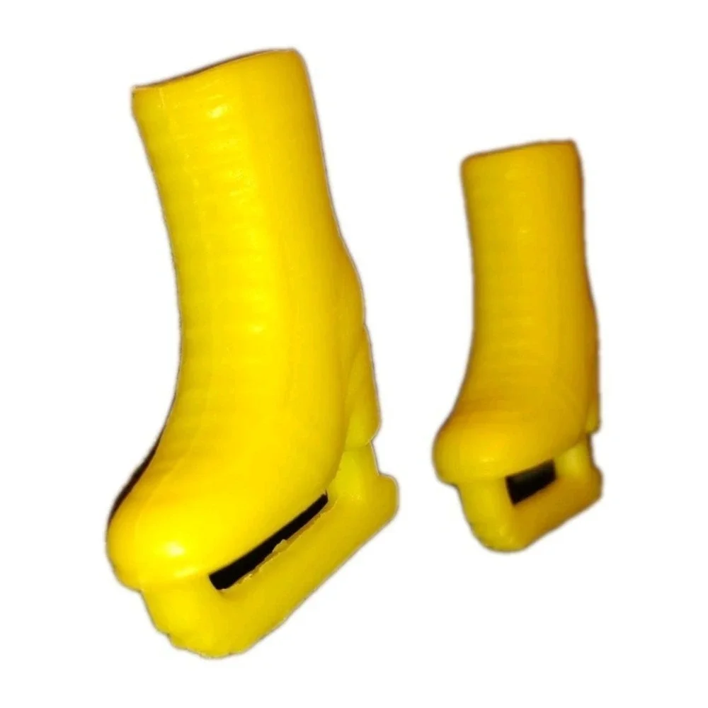 Barbie Doll Ice Skates Solid Yellow w/ Solid Yellow‎ Blades Plastic